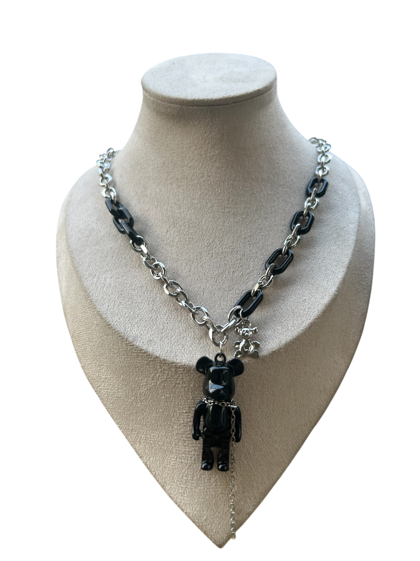 Goth Teddy Necklace ( Black)