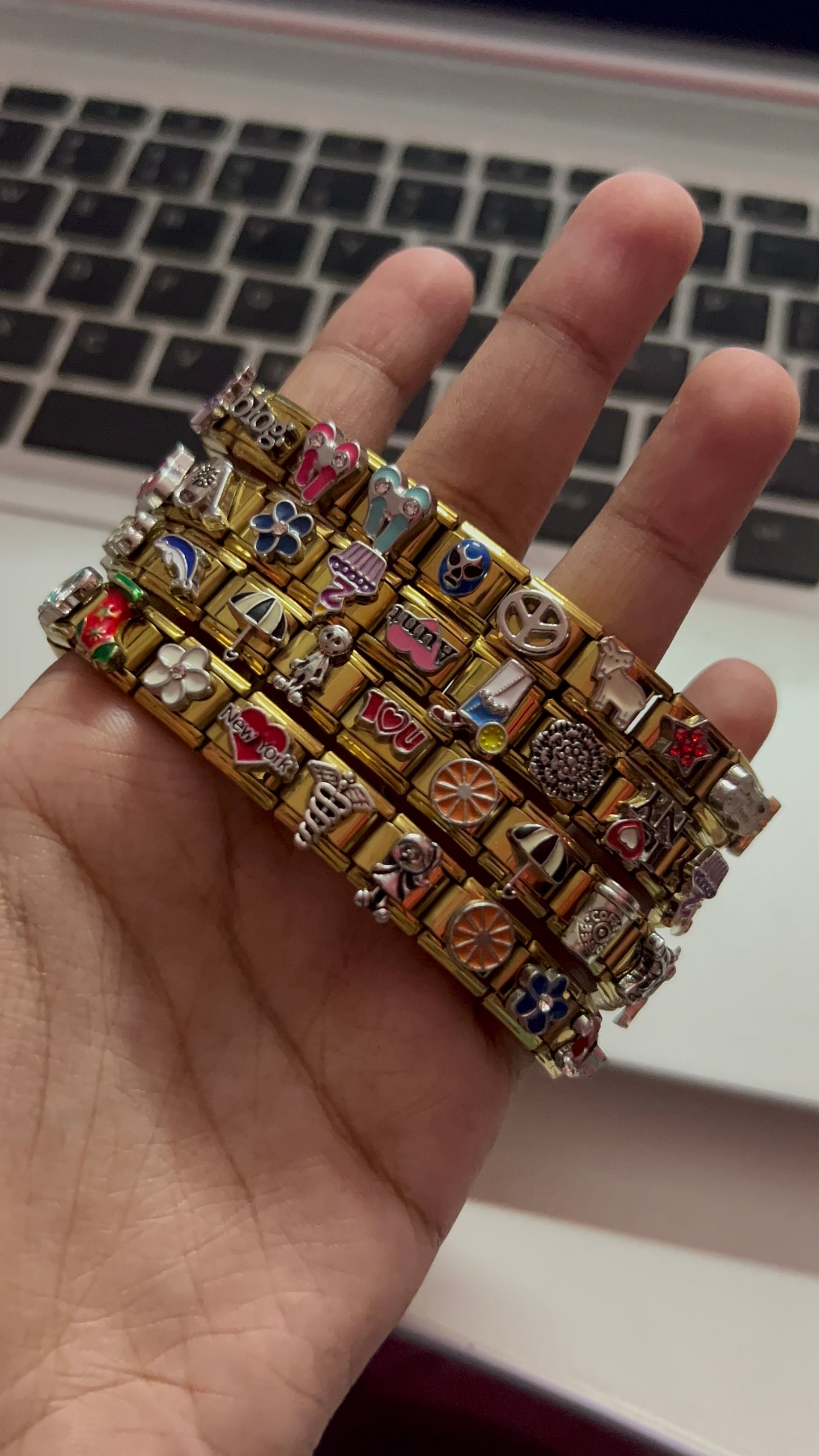 Gold Vintage Italian charm Bracelet (mixed charms, read description)