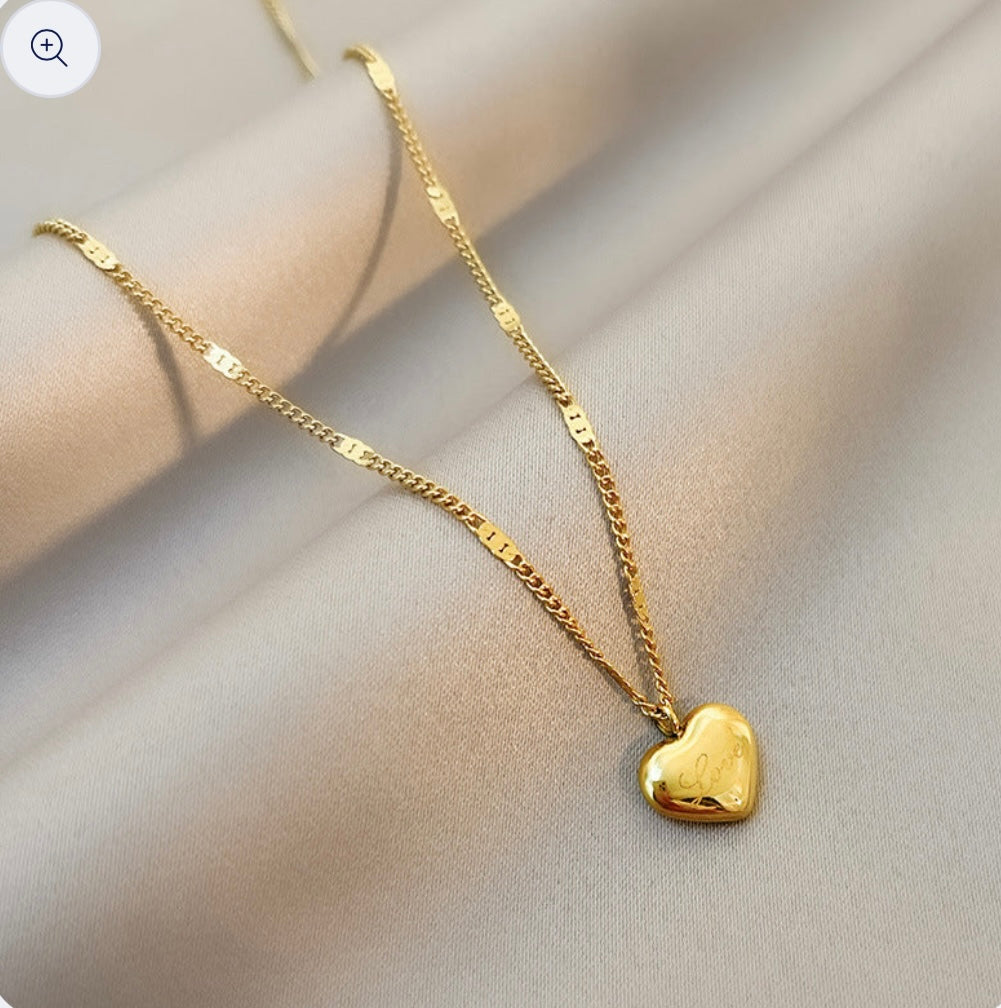 Love Engraved Heart Pendant Necklace