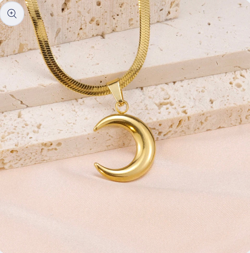 Moon Pendant Snake Necklace