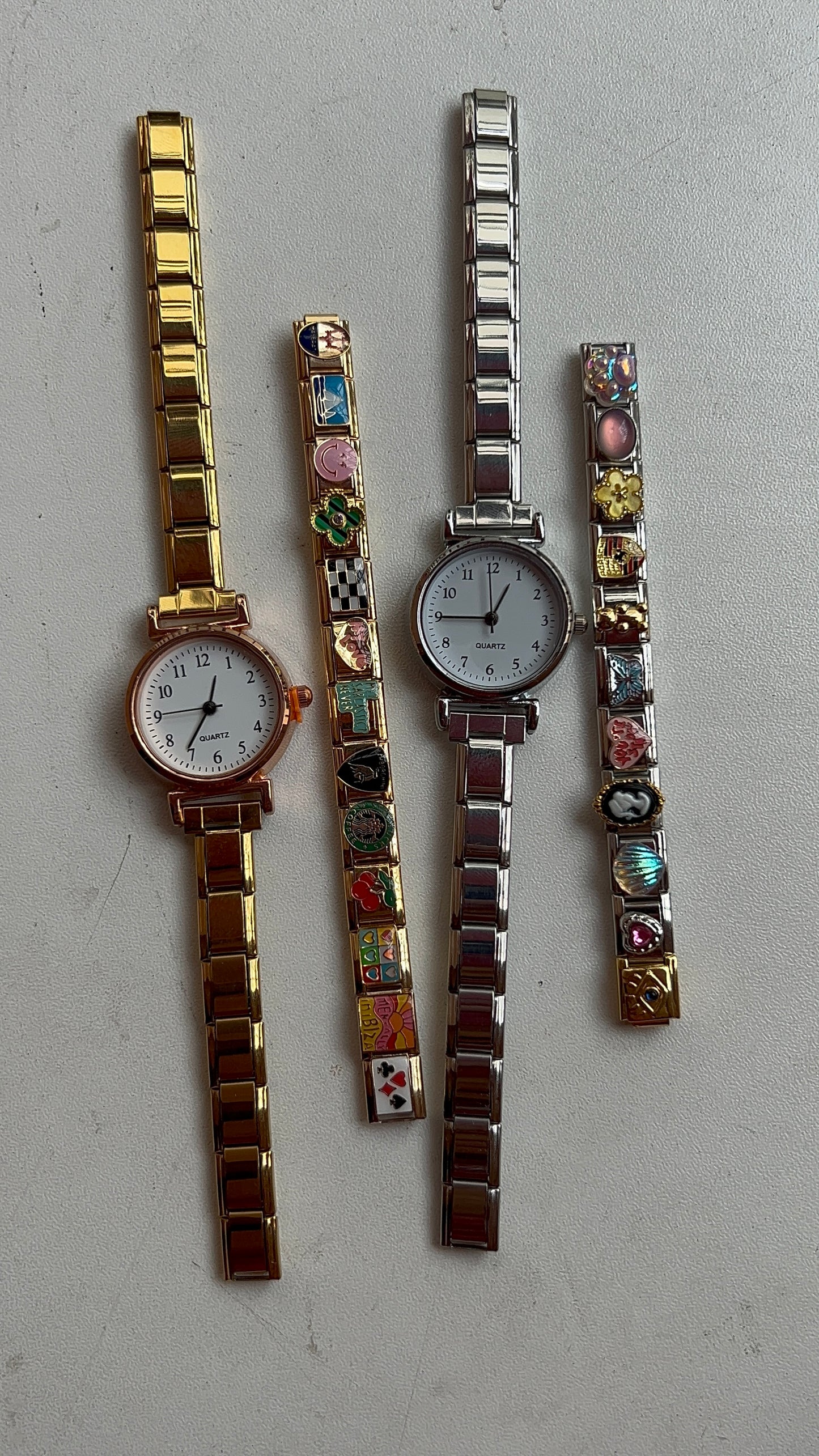 Italian Charm Bracelet Band Watch| Silver/Gold plain italian charm Band.