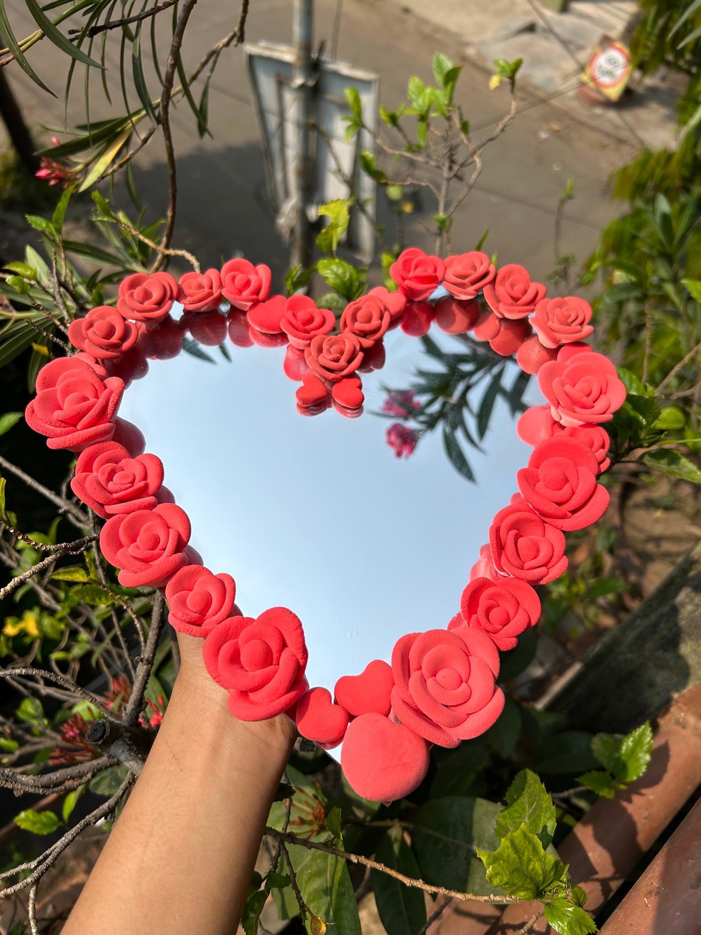 Rose bordered Heart mirror