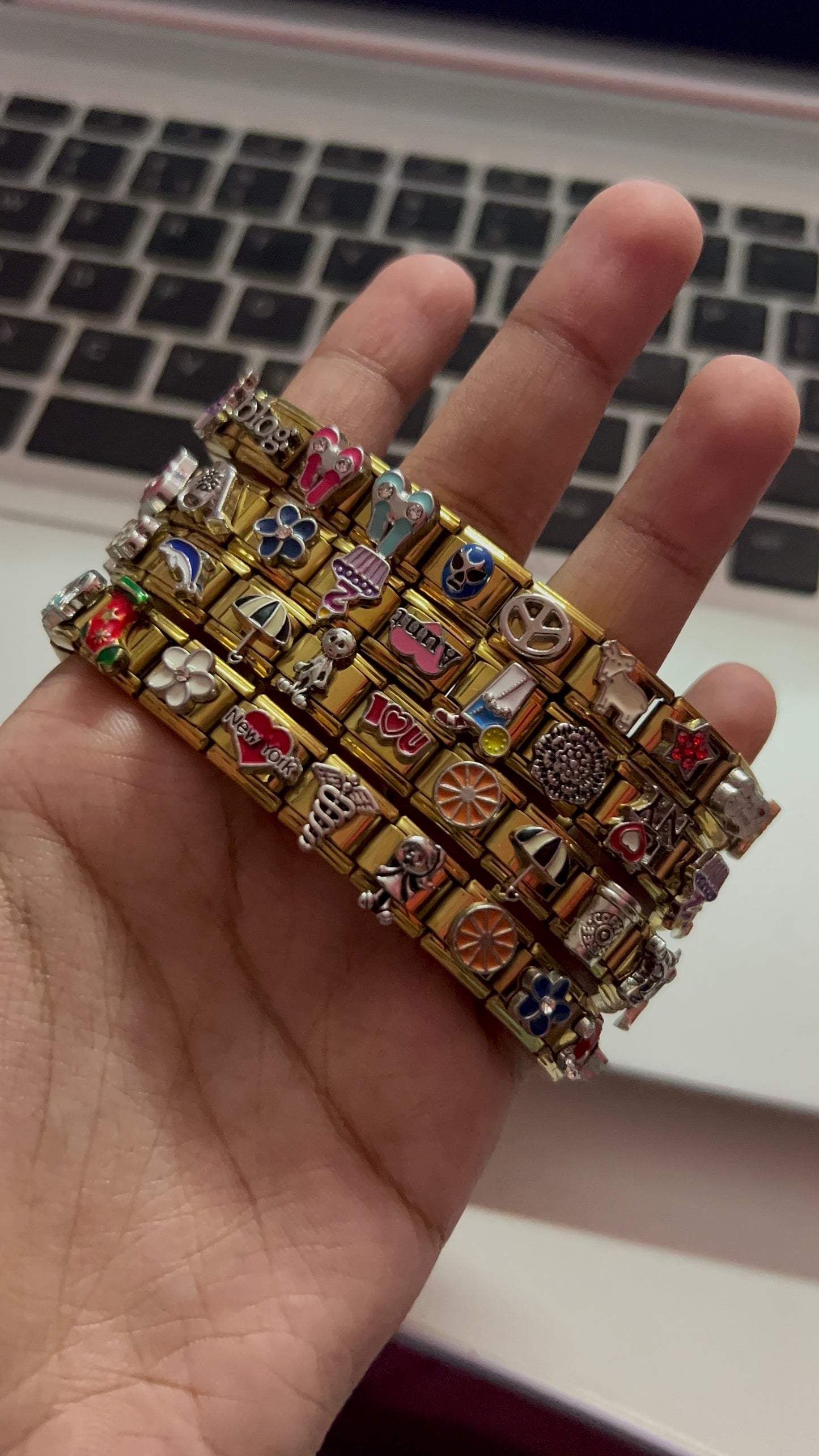 Gold Vintage Italian charm Bracelet (mixed charms, read description)