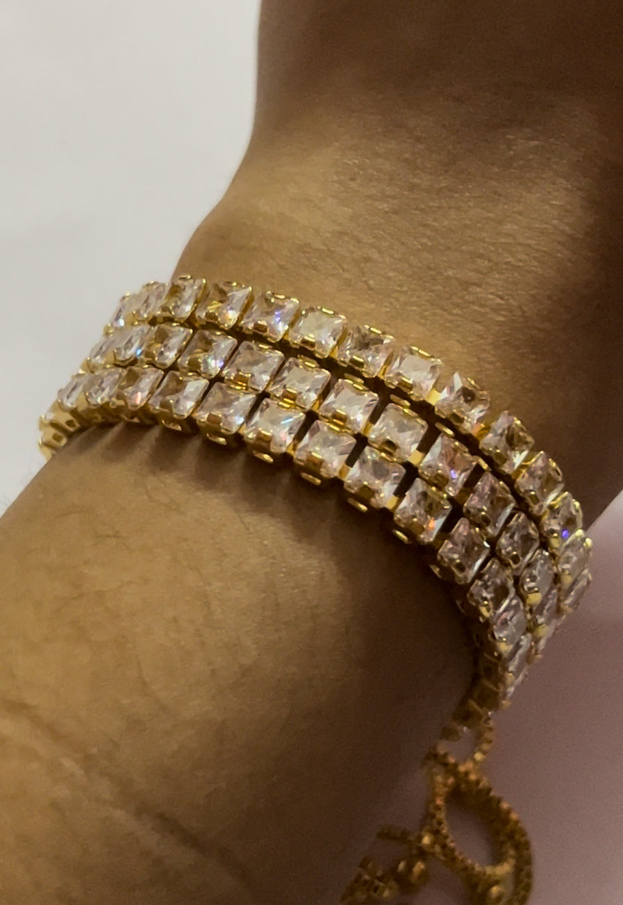 Square Zirconia Tennis Bracelet- Adjustable