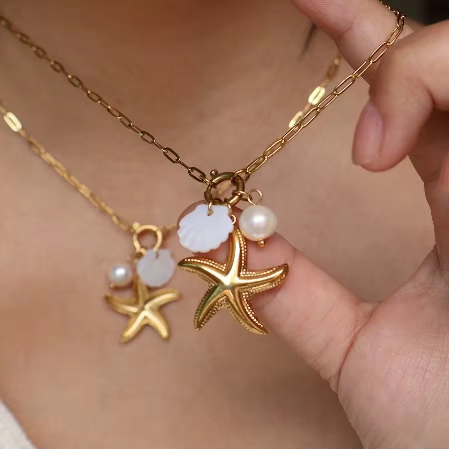 Ocean pendant Necklace| 18K gold plated| Hypoallergenic | Anti Tarnish