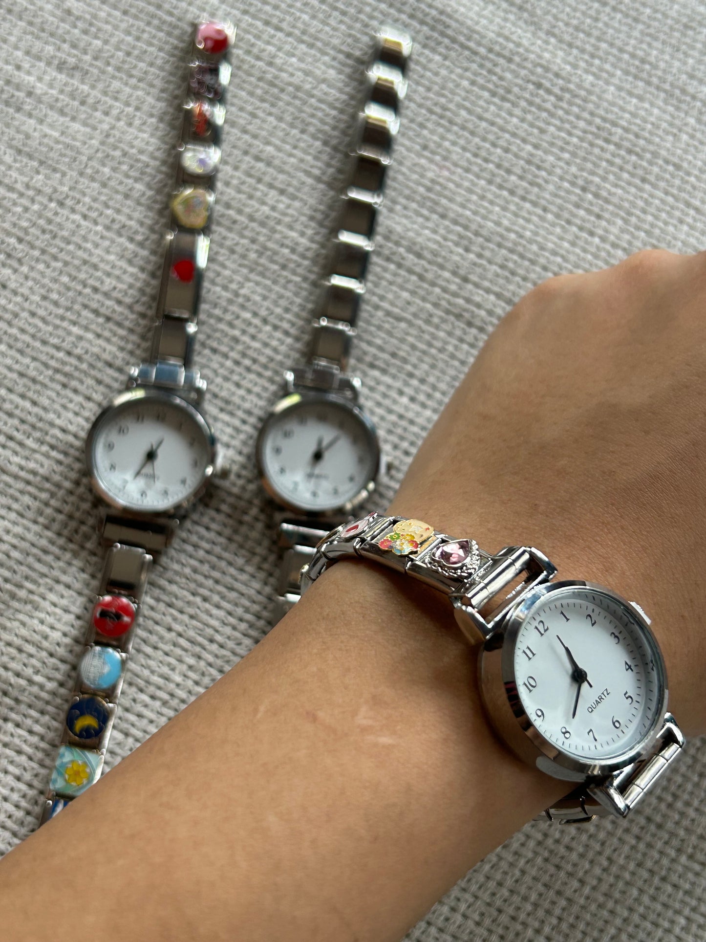 Italian Charm Bracelet Band Watch| Silver/Gold plain italian charm Band.