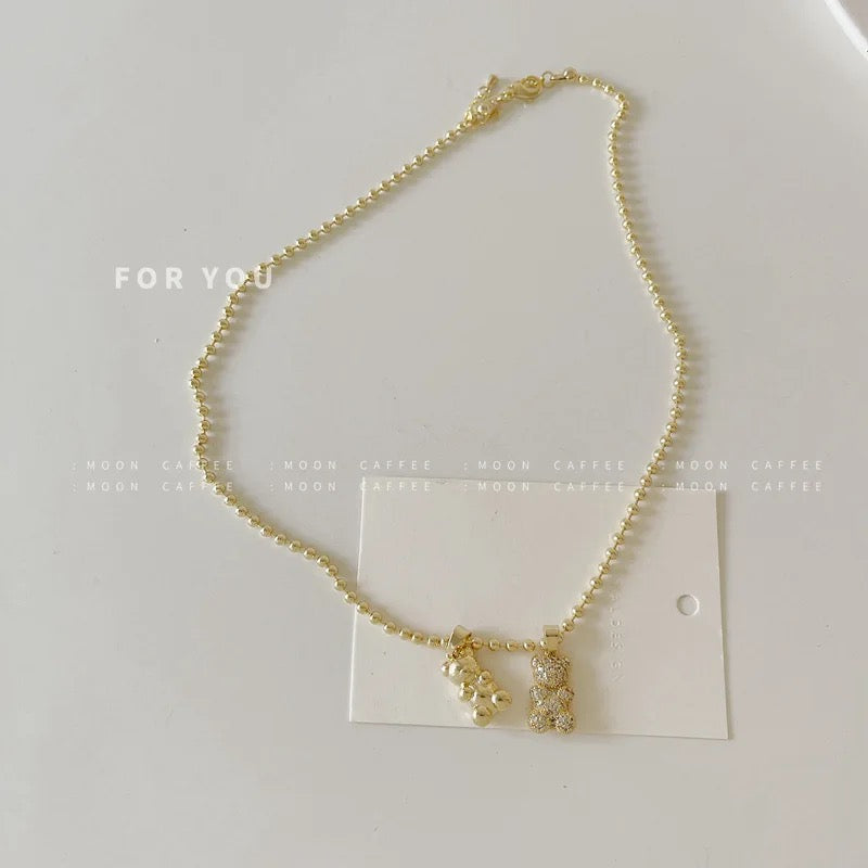 anti tarnish jewellery, gold plated jewellery, 18k gold plated jewelry, Gummy bear pendant, stone studded gummy bear pendant