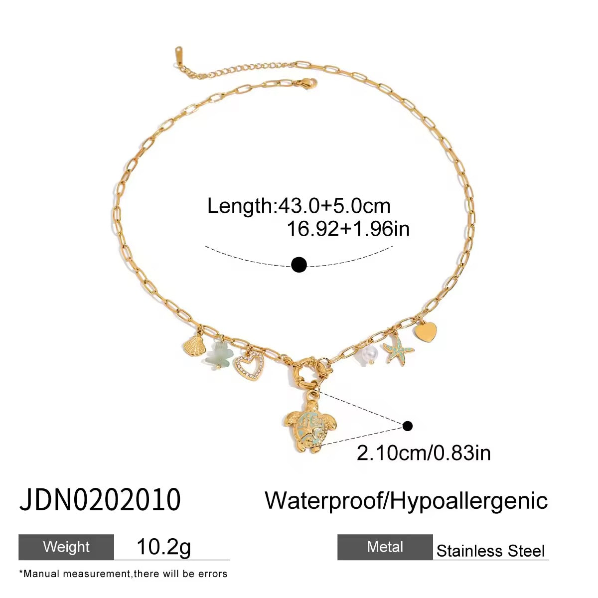 Turtle Charm Necklace| 18K gold plated| Hypoallergenic | Anti Tarnish