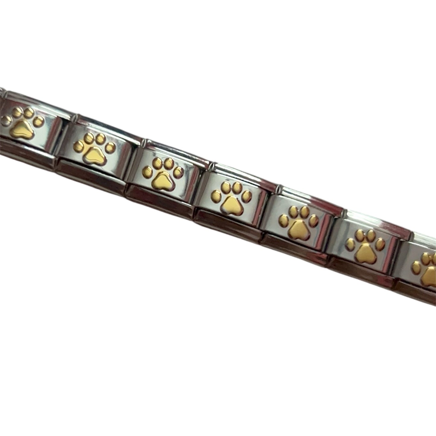 Silver Italian Charm Bracelet- Gold pattern emboss