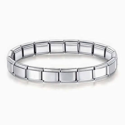 Plain silver Italian Charm assembled stainless steel Bracelet