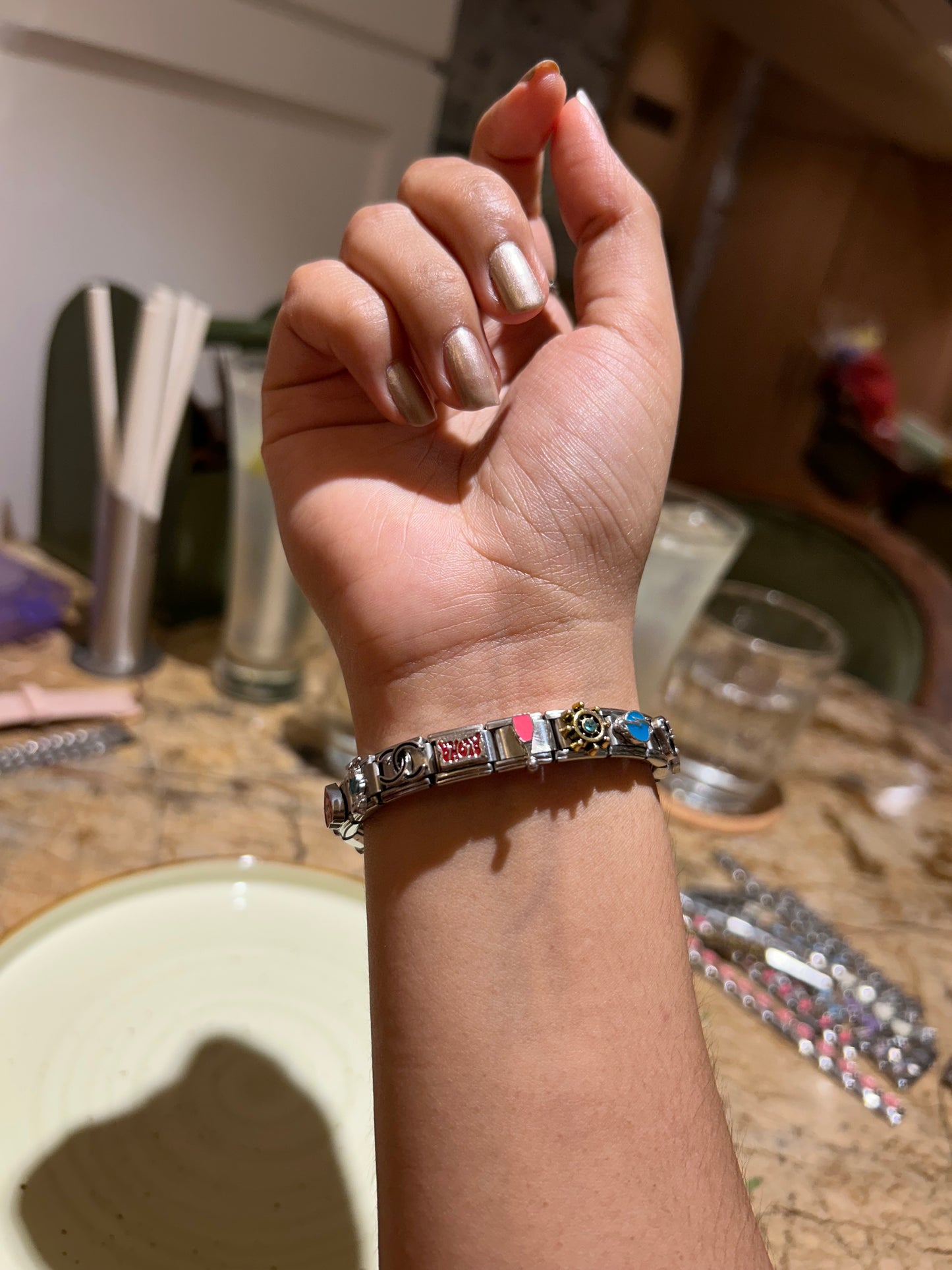 Premade Silver Italian Charm bracelet