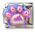 Holo Pink Paw| Silver Italian Charm