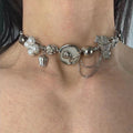 Rose Silver Punk Necklace