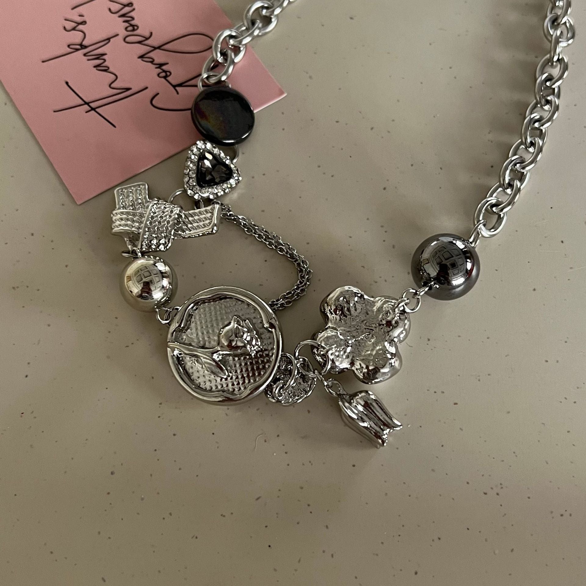 Rose Silver Punk Necklace