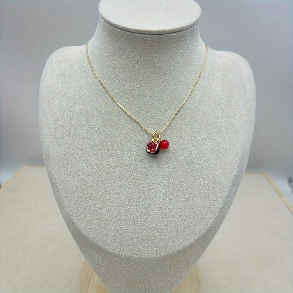 Pretty Gorgeous Stuff Pomegranate Necklace pearl inlay detail shot
