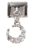 Studded Moon |Silver Pendant Italian Charm
