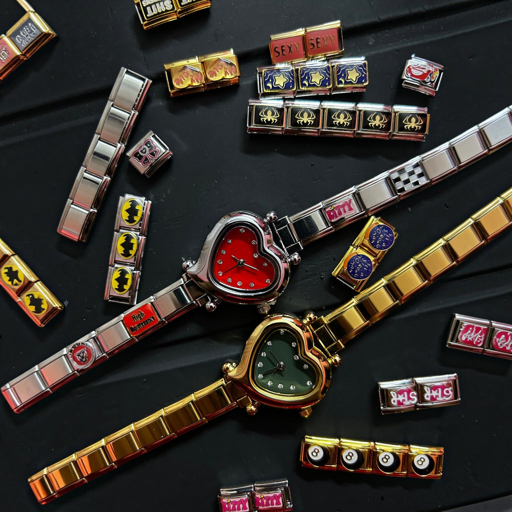 Pretty Gorgeous Stuff heart Italian charm band watch alternate view