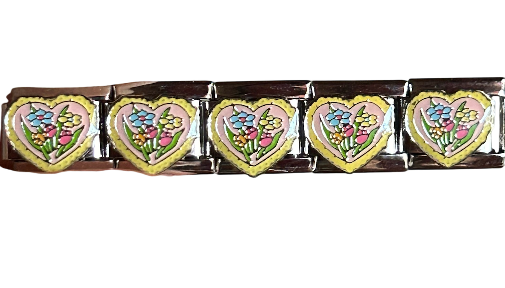 Florals in Heart| Silver Italian Charm