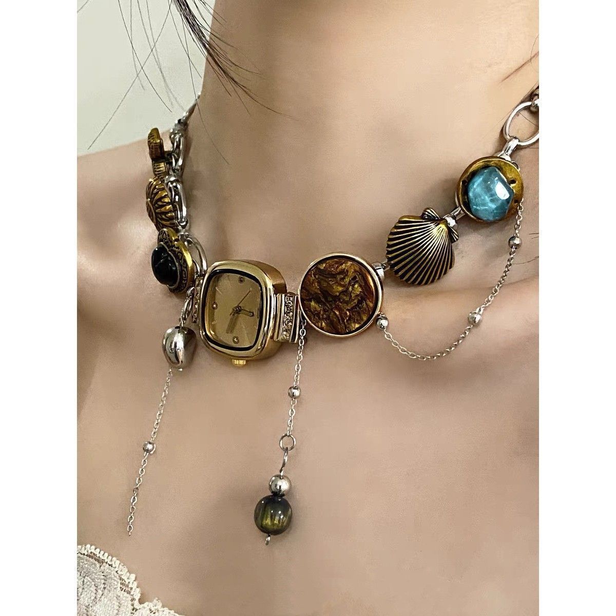 Pretty Gorgeous Stuff Boho Watch Choker on display