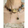Pretty Gorgeous Stuff Boho Watch Choker handmade clock pendant necklace product shot