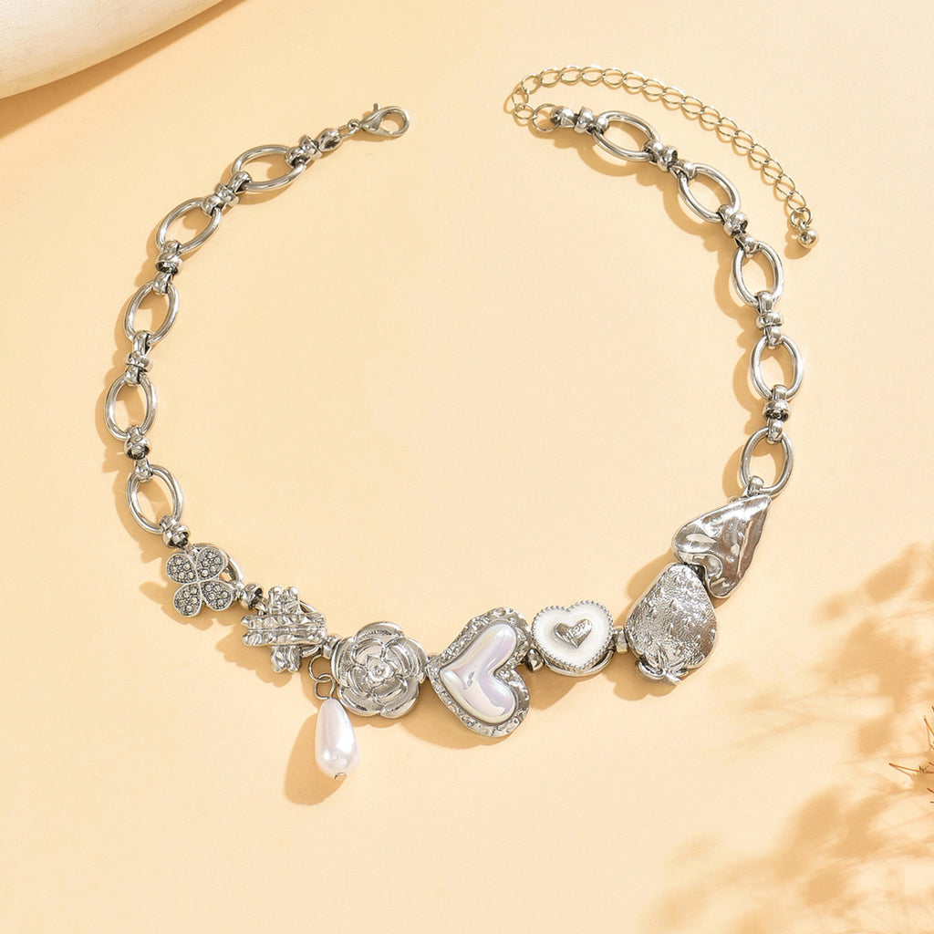 Pretty Gorgeous Stuff Heart Shape Charm Punk Choker styled on model