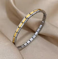 Pretty Gorgeous Stuff plain dual-tone silver gold Italian charm bracelet styled on wrist