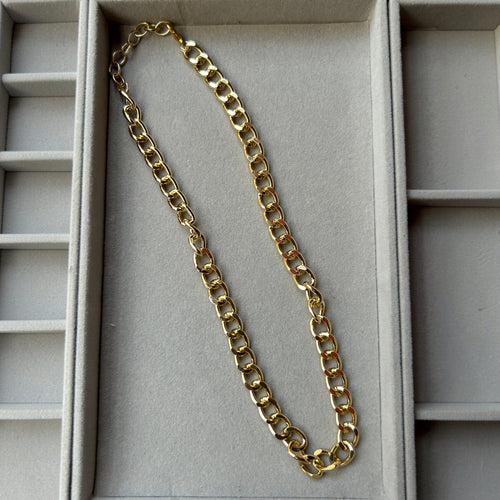 Pretty Gorgeous Stuff circular chain layered neckpiece styled on model
