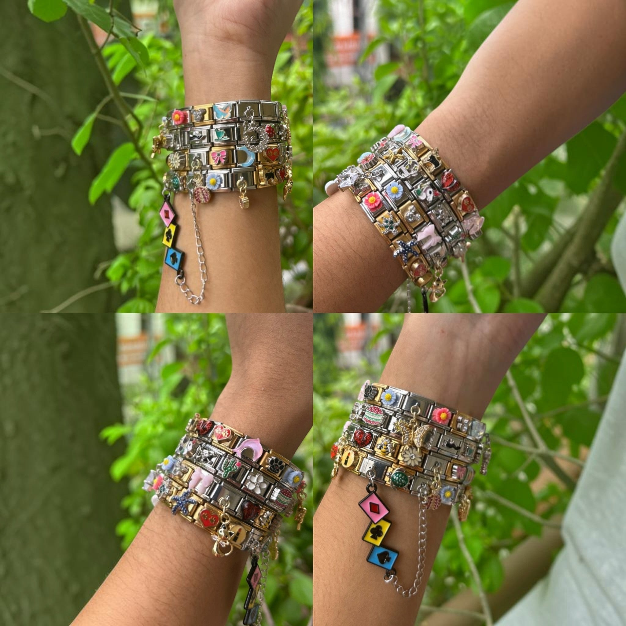 Pretty Gorgeous Stuff mixed Italian charm bracelet on display