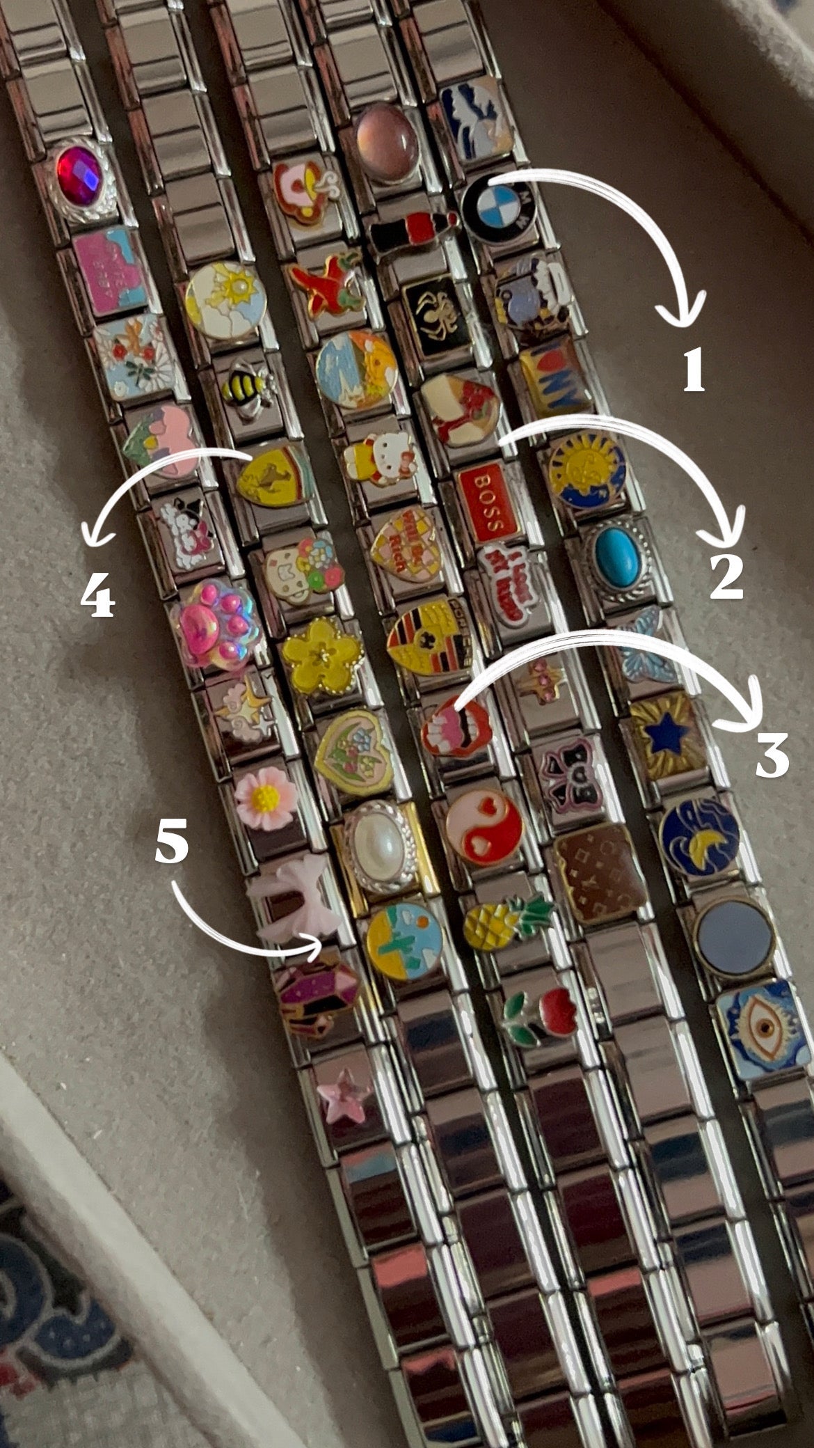 PREMADE COLOUR THEMED ITALIAN CHARM BRACELET