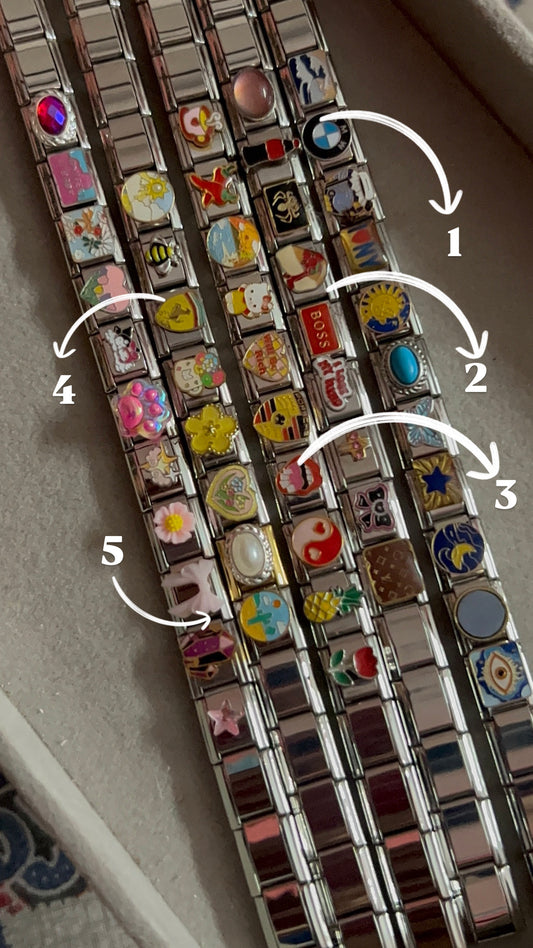 PREMADE COLOUR THEMED ITALIAN CHARM BRACELET
