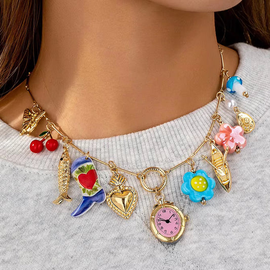 Watch Charm Necklace| 18K gold plated| Hypoallergenic | Anti Tarnish