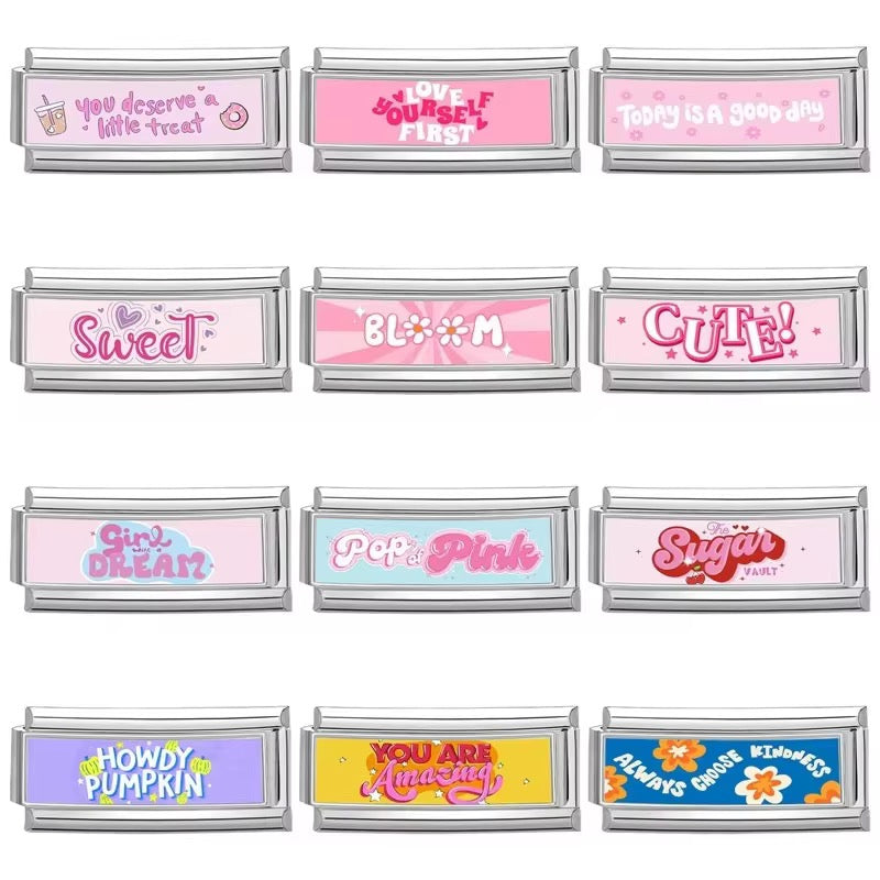 New Italian Charms for Italian Charm Bracelet| Theme: Pink Floss