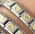 Silver Italian Charm Bracelet- Gold pattern emboss