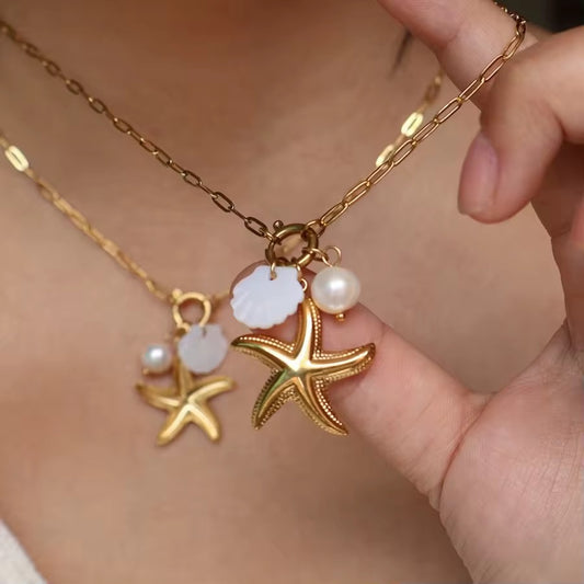 Ocean pendant Necklace| 18K gold plated| Hypoallergenic | Anti Tarnish