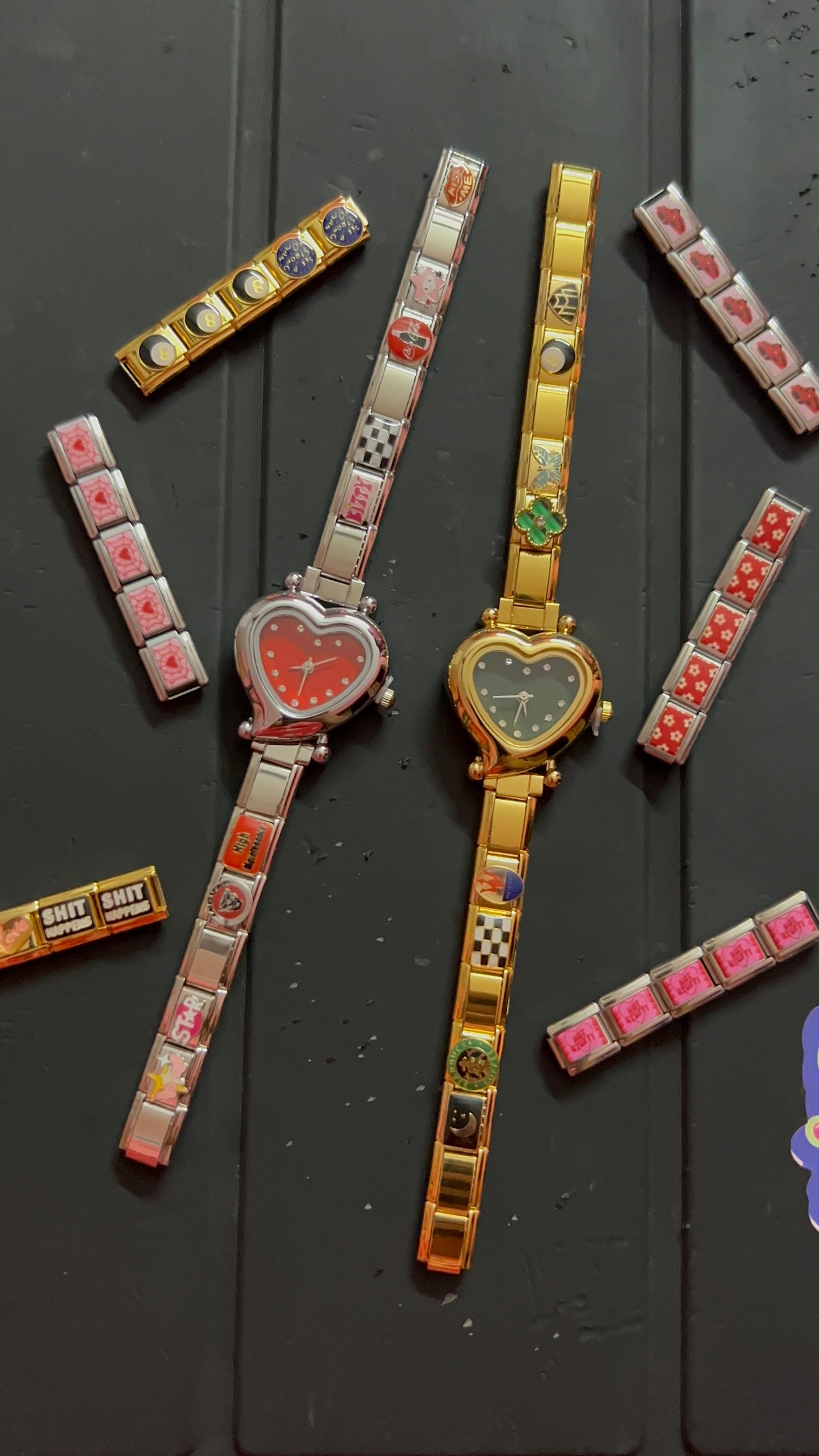 Heart Dial Watches with Italian charm Bands| Made in Japan