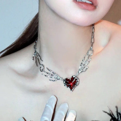 Pretty Gorgeous Stuff blood jewel heart pendant necklace close-up