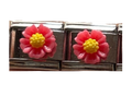 Pink Flower| Silver Italian Charm