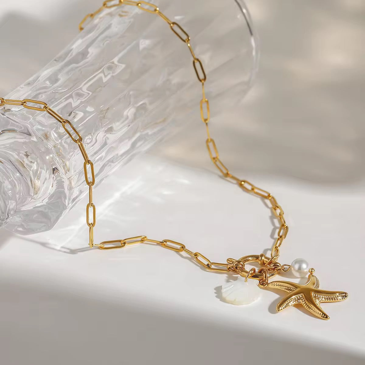 Ocean pendant Necklace| 18K gold plated| Hypoallergenic | Anti Tarnish