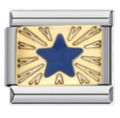 Blue Star in Gold| Silver Italian Charm