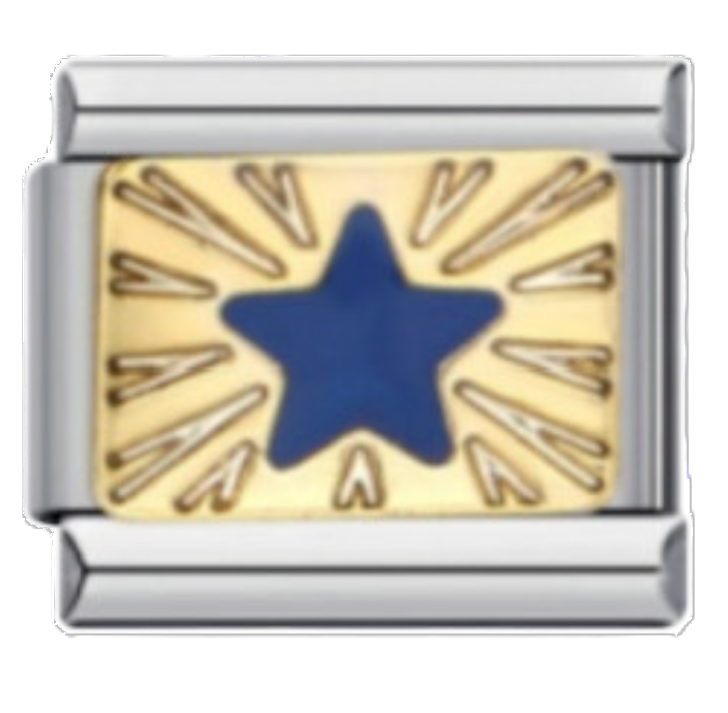 Blue Star in Gold| Silver Italian Charm