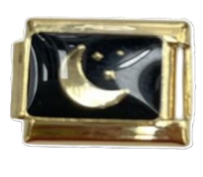 Moon-Star| Gold Italian Charm
