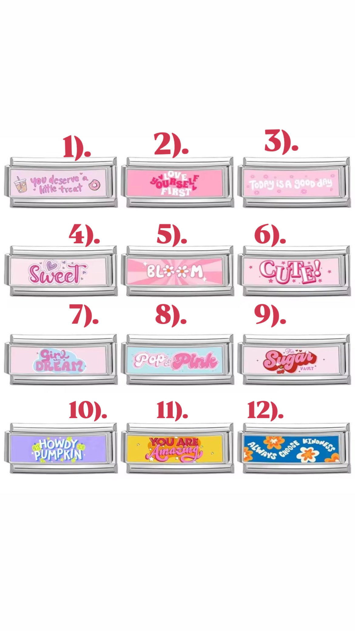 New Italian Charms for Italian Charm Bracelet| Theme: Pink Floss