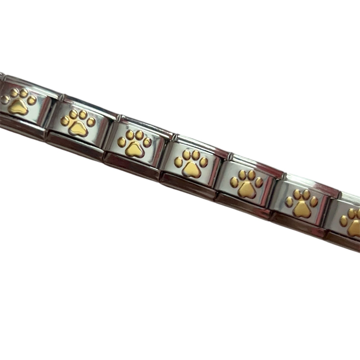 Silver Italian Charm Bracelet- Gold pattern emboss