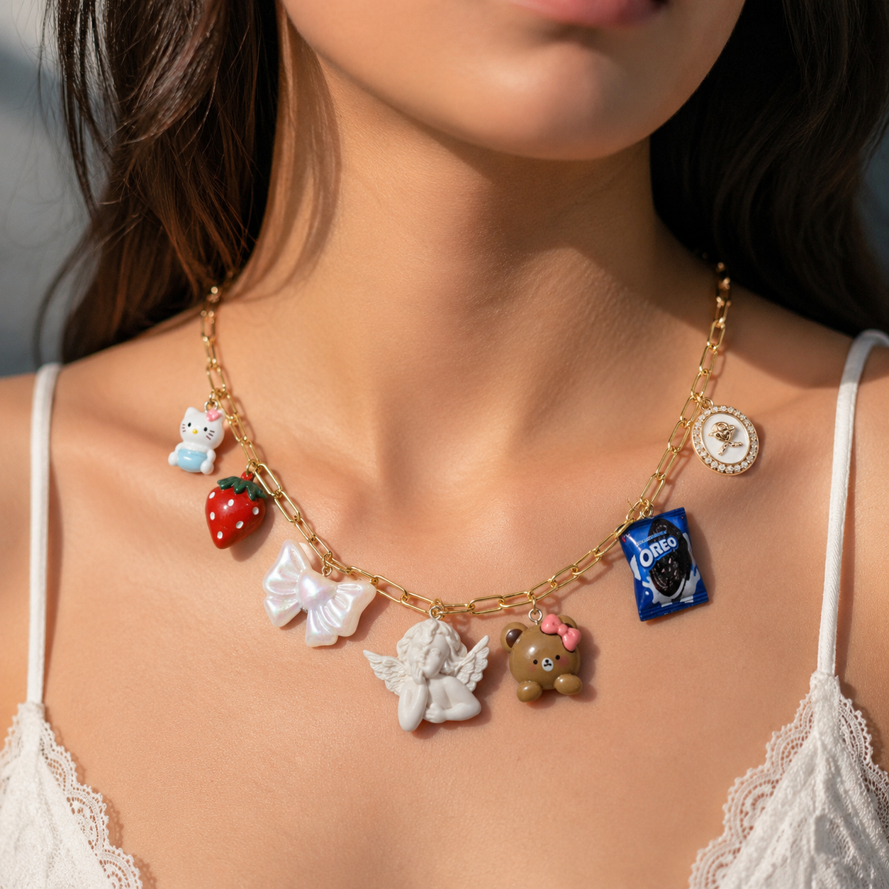 Pretty Gorgeous Stuff gold angel charm necklace product banner