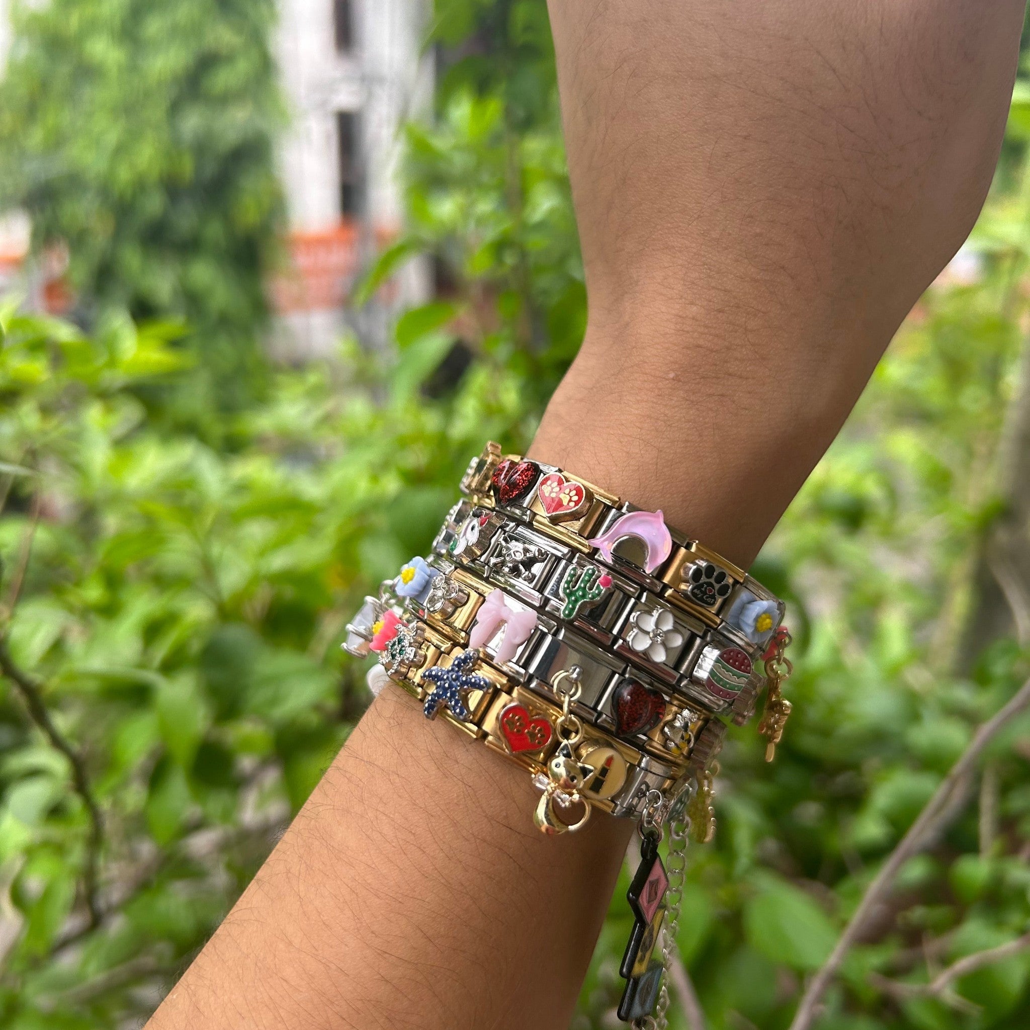 Pretty Gorgeous Stuff mixed Italian charm bracelet detail shot