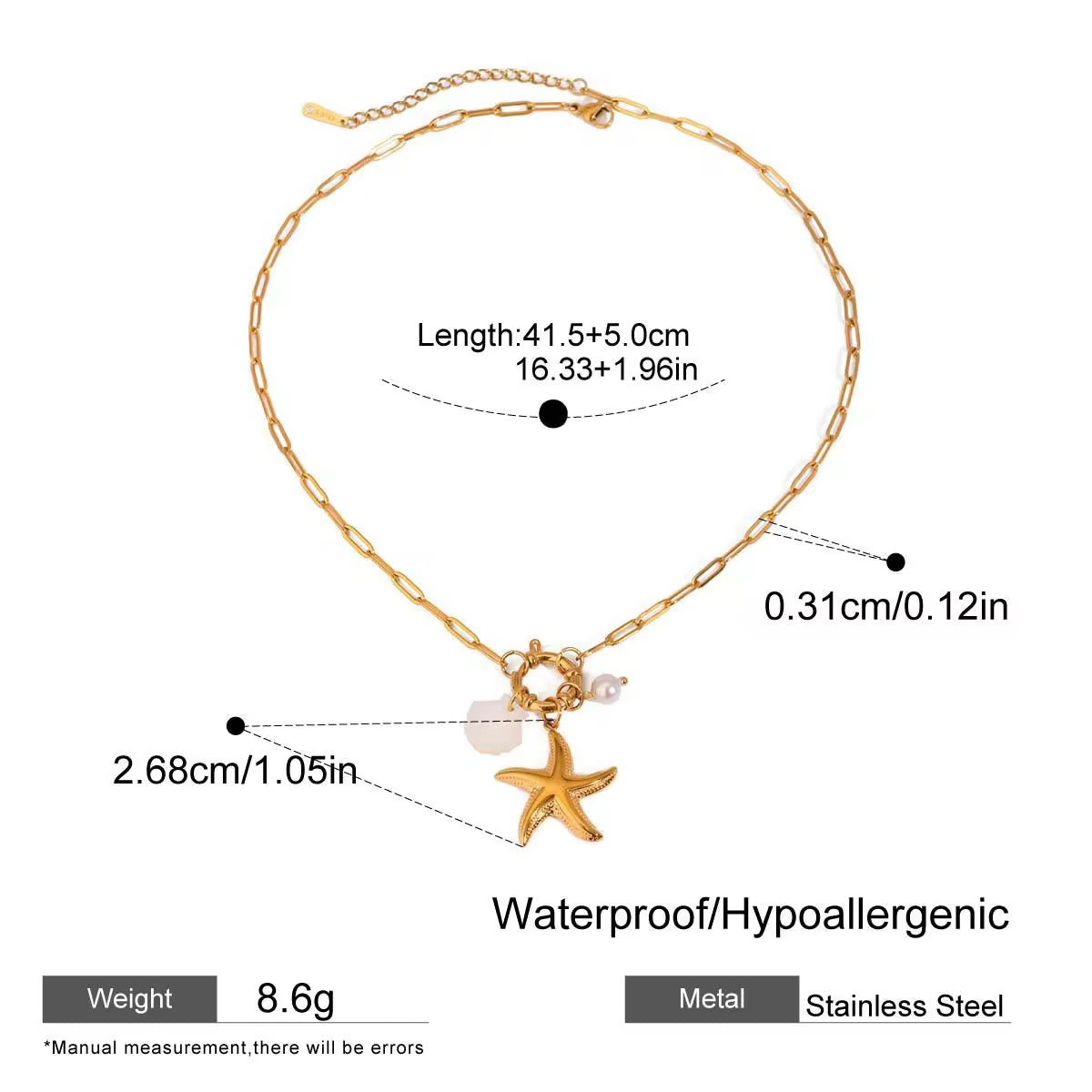Ocean pendant Necklace| 18K gold plated| Hypoallergenic | Anti Tarnish