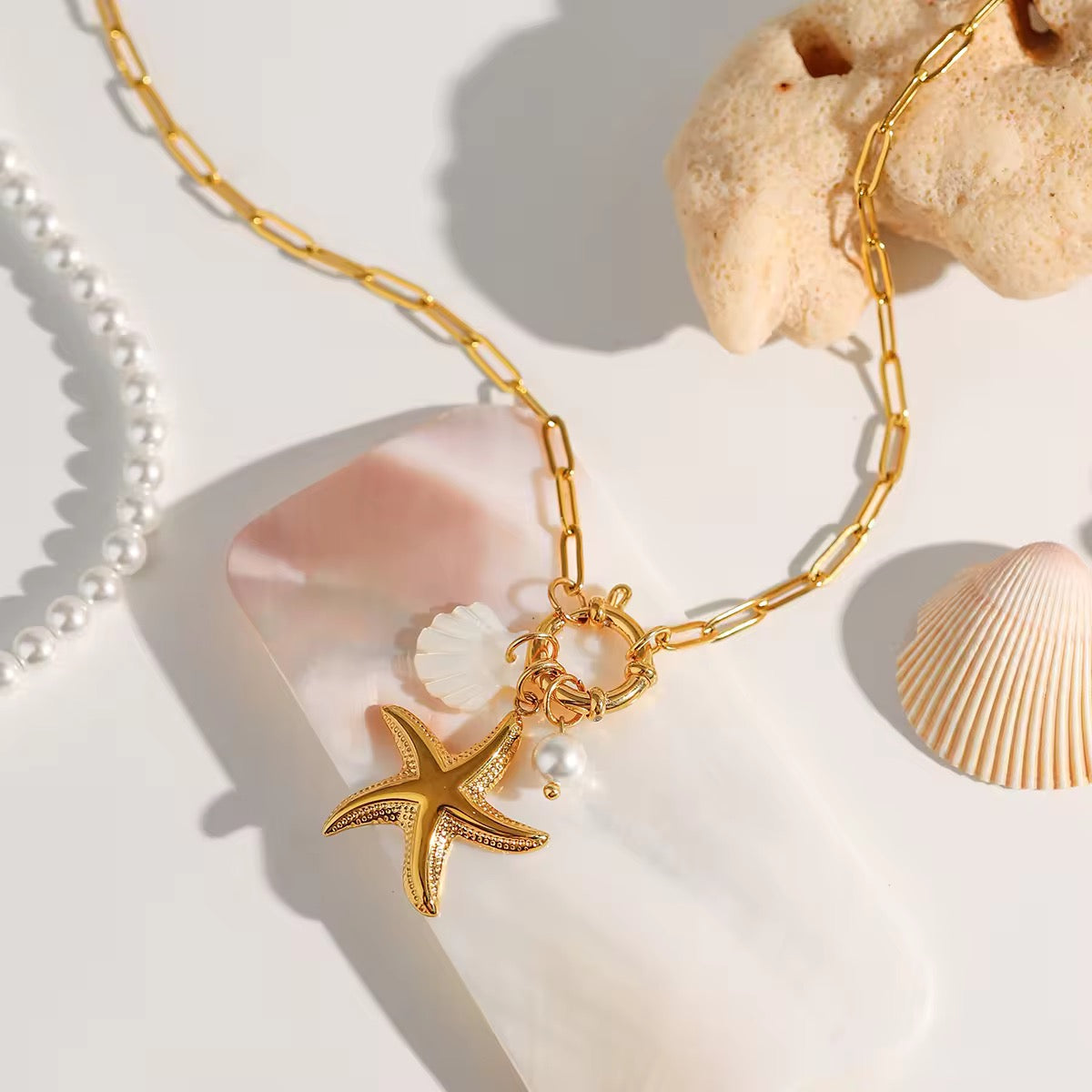 Ocean pendant Necklace| 18K gold plated| Hypoallergenic | Anti Tarnish