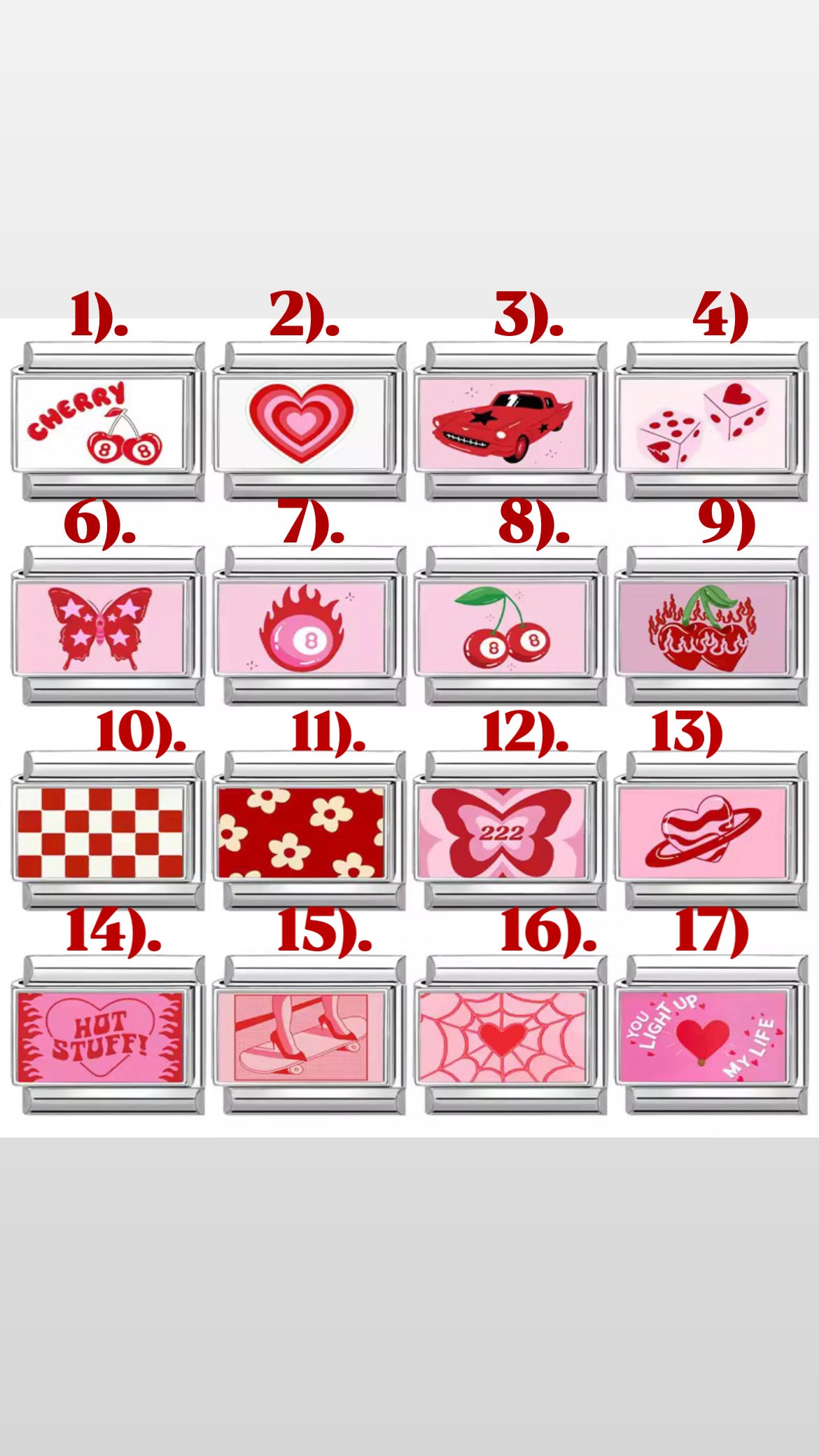 New Italian Charms for Italian Charm Bracelet| Theme: Red Velvet