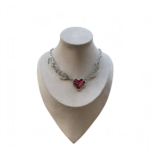 Pretty Gorgeous Stuff blood jewel heart pendant necklace product shot