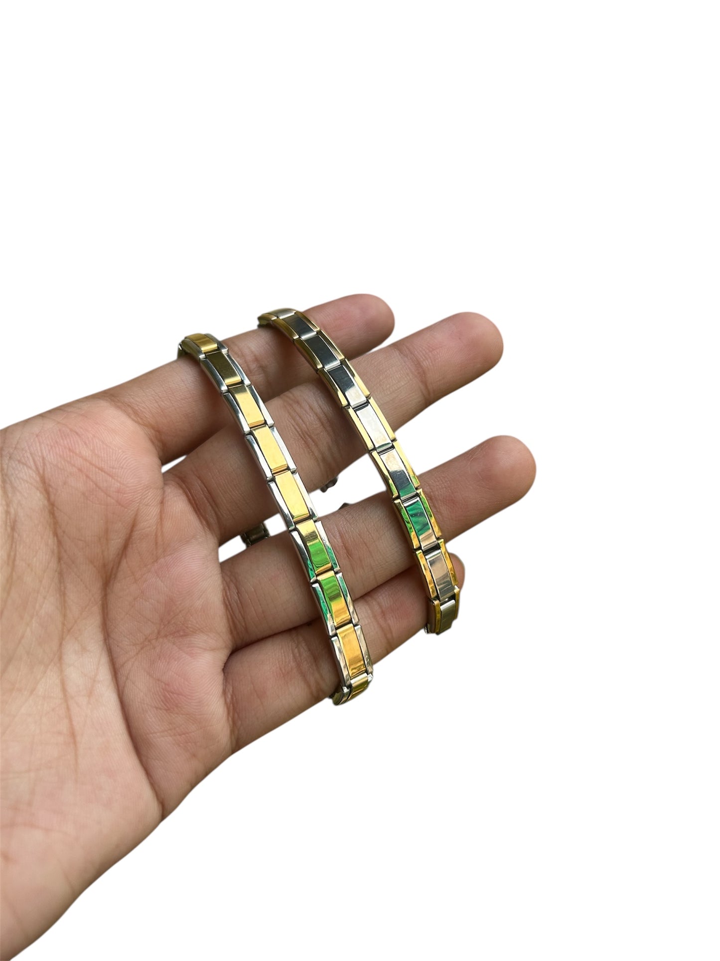 Italian Charm Bracelet| Thin Bracelet| Silver- Gold Combination| Dual toned| Unisex